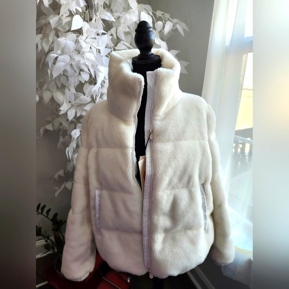 Save The Duck Jennie Sherpa Puffer Jacket Womens L/XL NWT - Picture 1 of 15